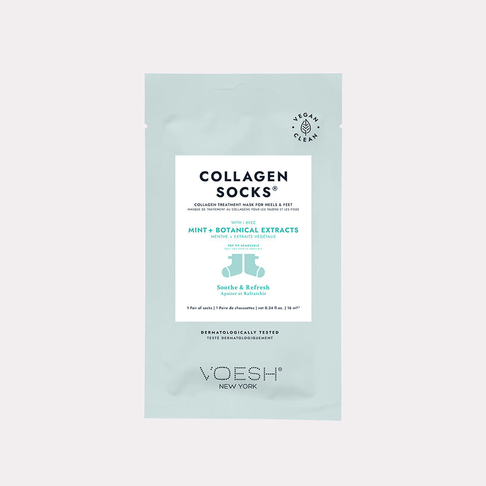 Collagen Socks with mint & botanical Extracts on gray background