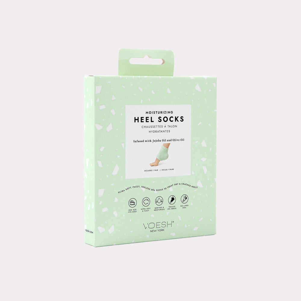 Voesh moisturizing heel socks with packaging.
