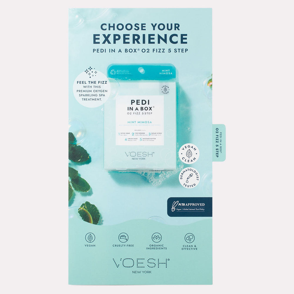 Tri-Fold Salon Menu Pedi in a Box O2 Fizz 5 Step front