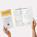 Tri-Fold Salon Menu Pedi in a Box Basic 3 Step completely opened with woman's hand holding the menu