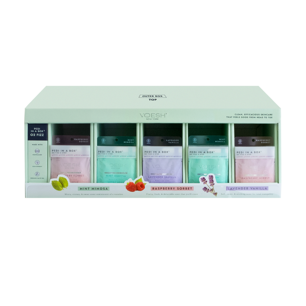 Image featuring product display stand for Pedi in a Box O2 Fizz.