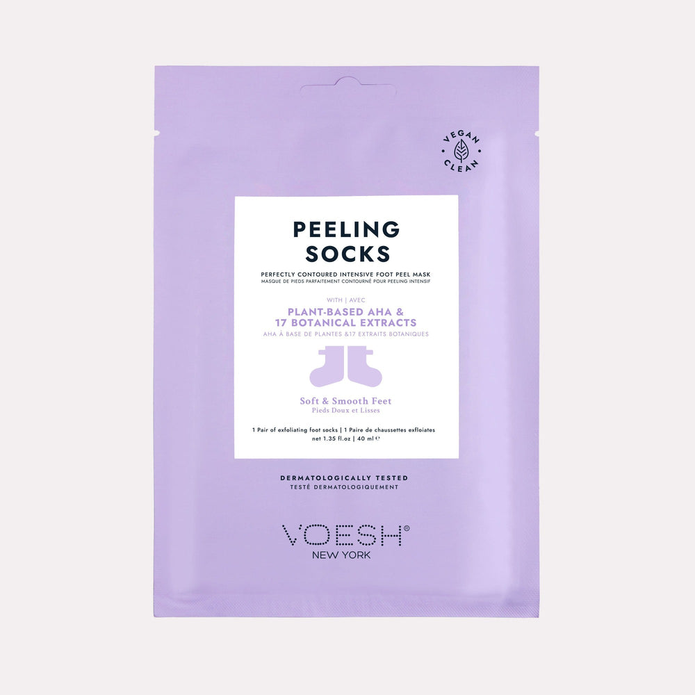 peeling socks packet on gray background