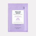 peeling socks packet on gray background