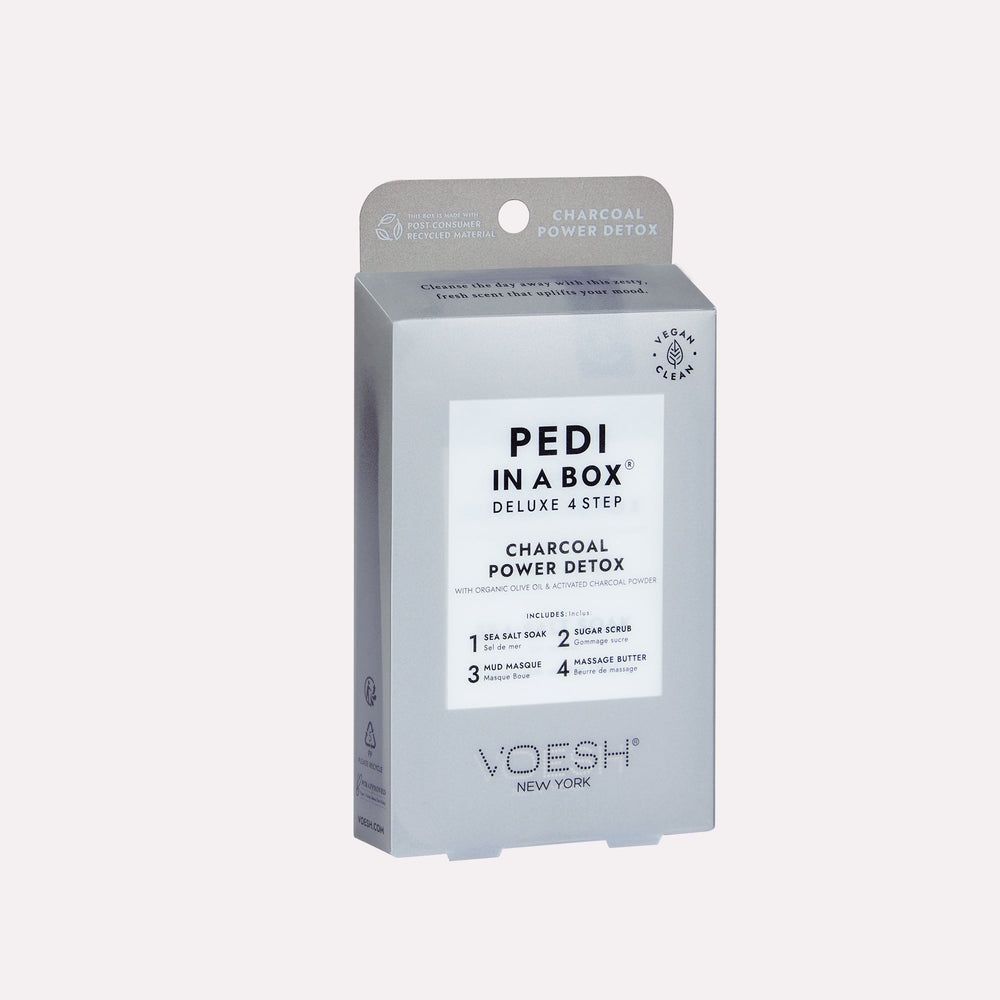 Pedi in a box 4 step charcoal power detox on gray backround