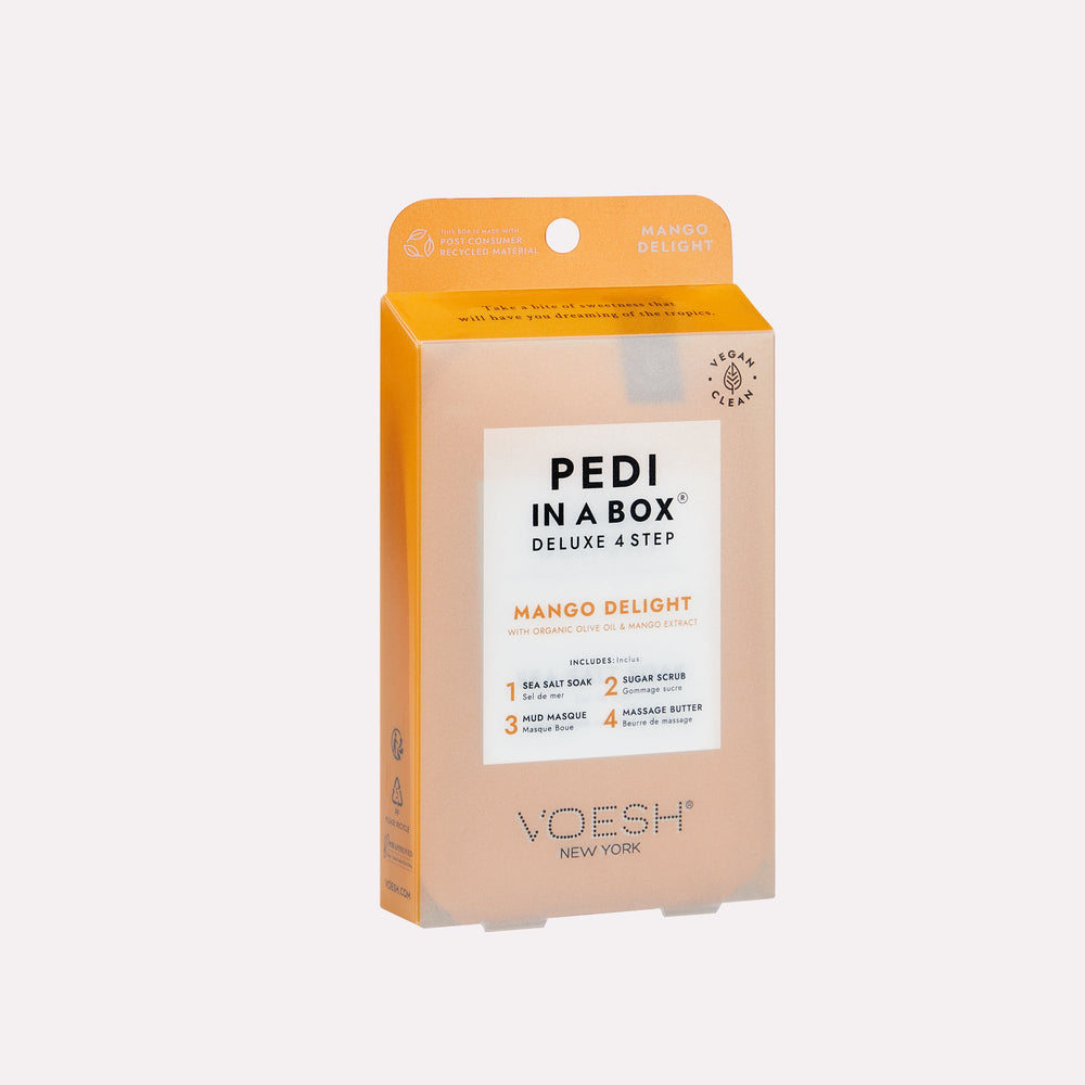Mango Delight pedi in a box 4 step on gray background