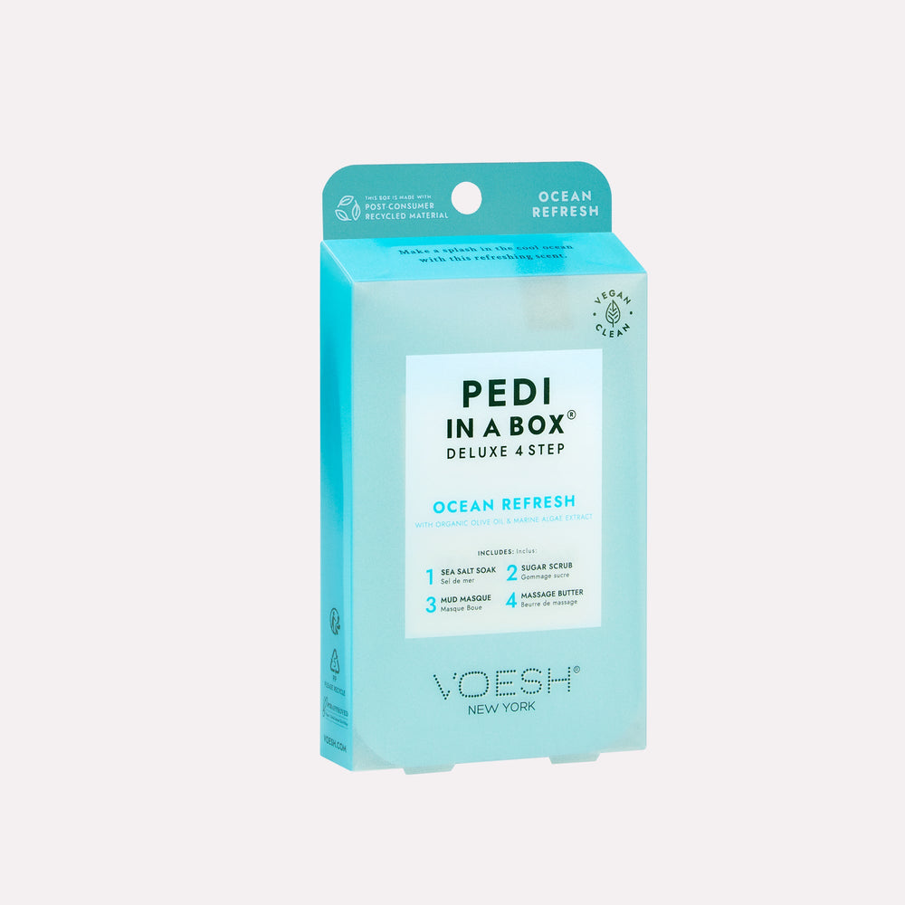 Ocean refresh pedi in a box 4 step on gray background