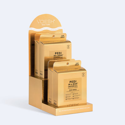 Pedi in a Box Imperial 6 Step 24K Gold Display Stand