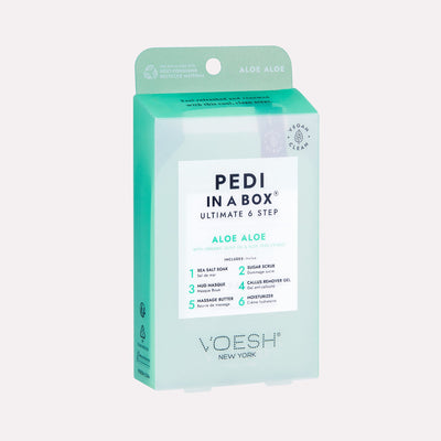 Pedi in a box ultimate 6 step box aloe aloe on gray background