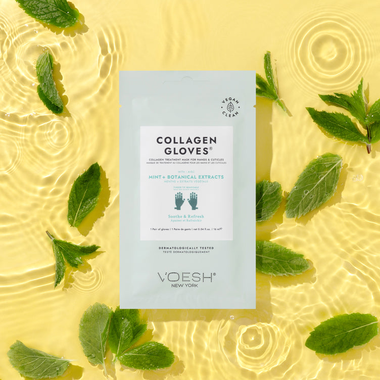 Collagen Gloves with mint leaves in the background